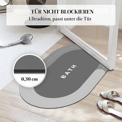 Rutschfeste Badematte Grau 60x150cm – Schnelltrocknend & Saugfähig
