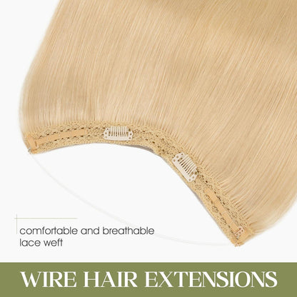 Echthaar Halo Extension Platinblond 45cm – Verstellbar & Unsichtbar
