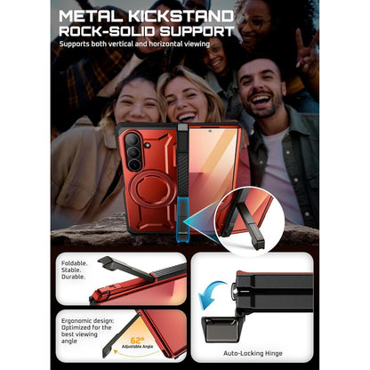 Hülle mit Ständer für Samsung Galaxy Z Fold 7, MagSafe, Displayschutz, Rot