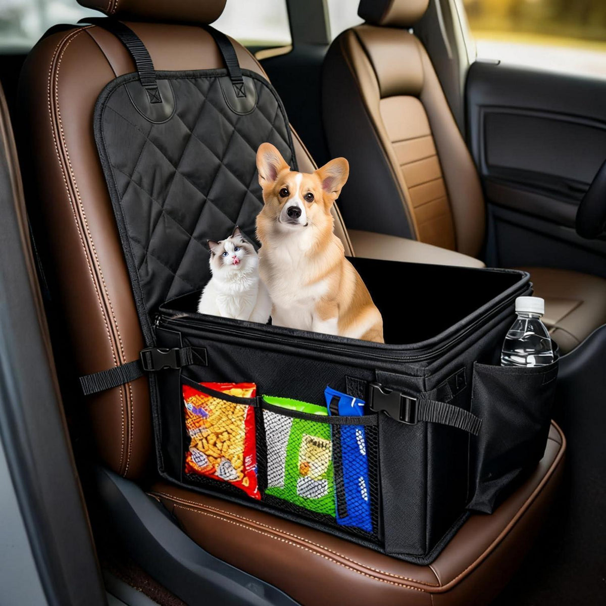 Stabiler Hundeautositz mit Sicherheitsgurten & wasserdicht