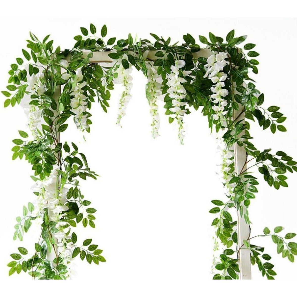 2x 3.6m Künstliche Wisteria Girlande – Weiße Seidenblumen Deko