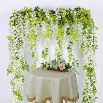 2x 3.6m Künstliche Wisteria Girlande – Weiße Seidenblumen Deko
