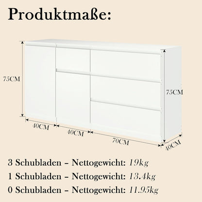 3er Set Kommoden Weiß – Schlafzimmer, Büro & Wohnen
