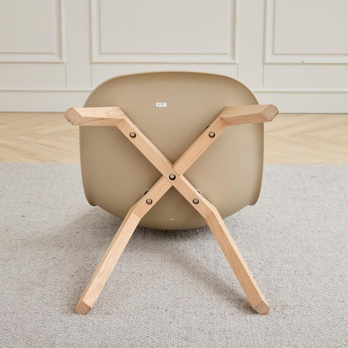 4 Esszimmerstühle mit Buchenholzbeinen, Khaki