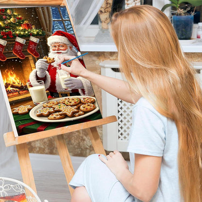 Weihnachtsmann Malen nach Zahlen mit Rahmen – DIY Leinwand Set