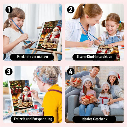 Weihnachtsmann Malen nach Zahlen mit Rahmen – DIY Leinwand Set