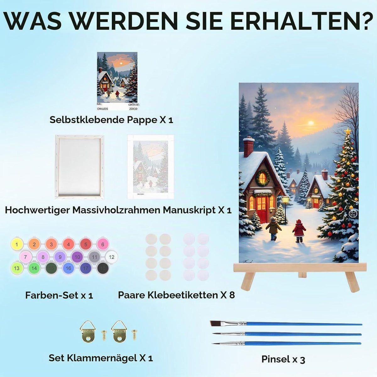 Weihnachtsbaum Malen nach Zahlen mit Rahmen – DIY Geschenk für Erwachsene