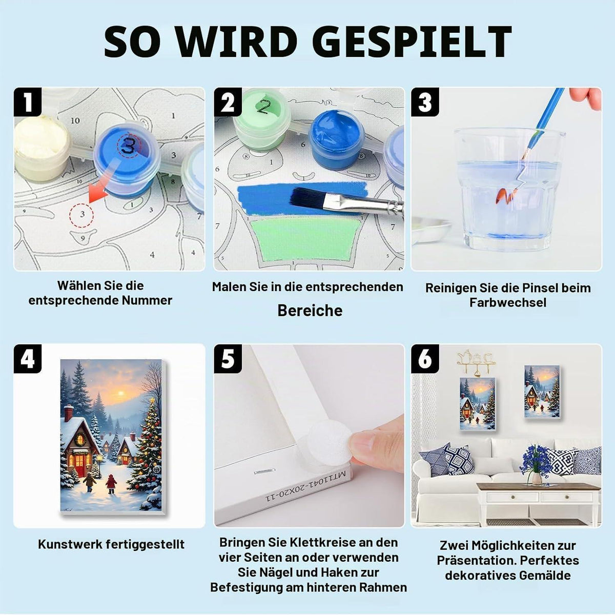 Weihnachtsbaum Malen nach Zahlen mit Rahmen – DIY Geschenk für Erwachsene