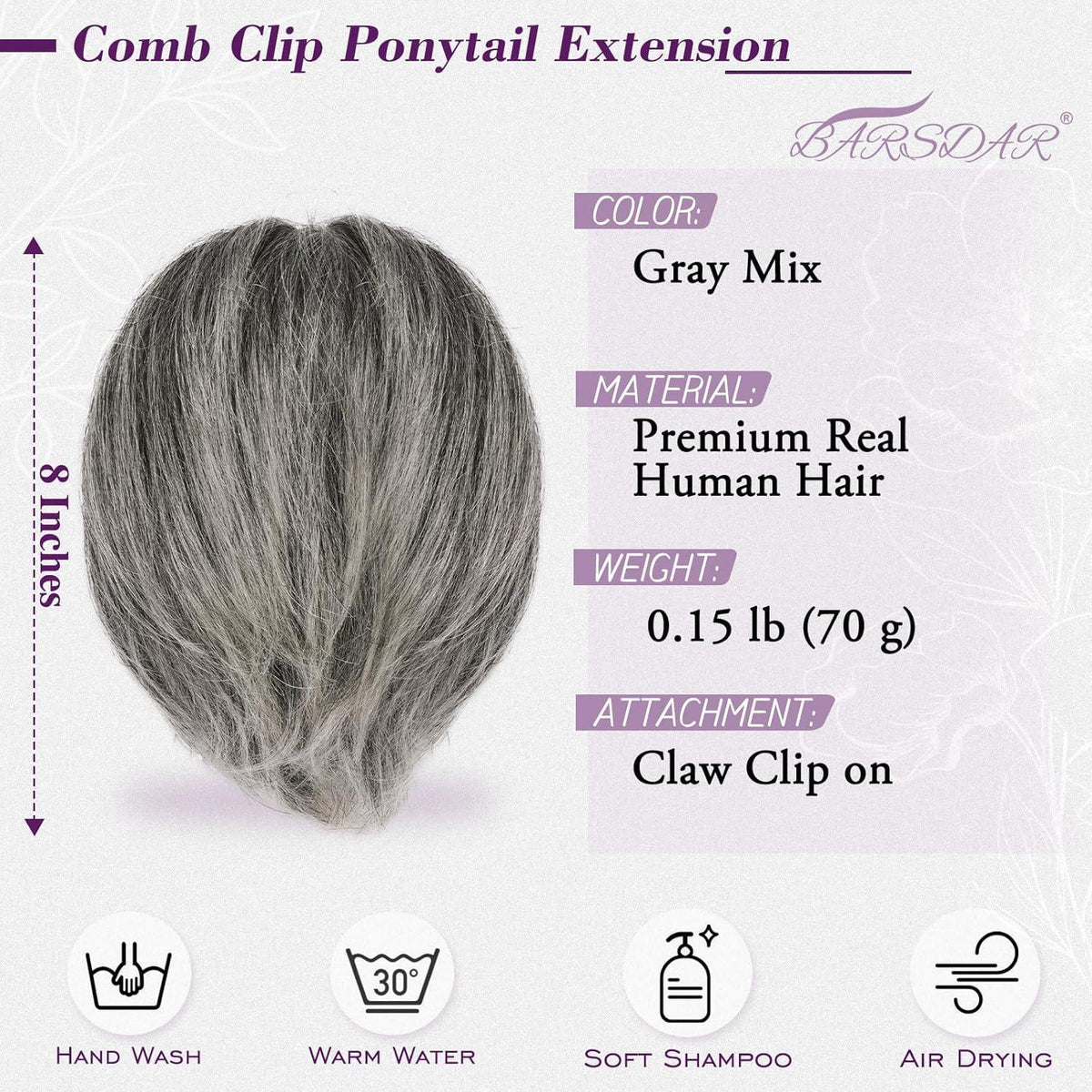 Echthaar Pferdeschwanz Extension Grau Mix – DIY Dutt Haarteil