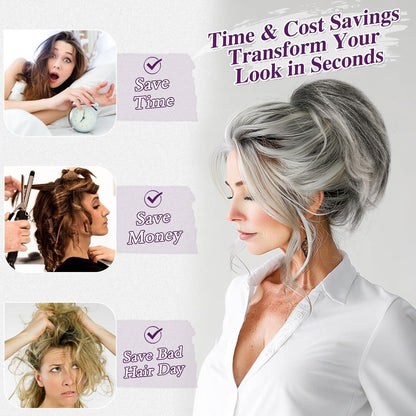 Echthaar Pferdeschwanz Extension Grau Mix – DIY Dutt Haarteil