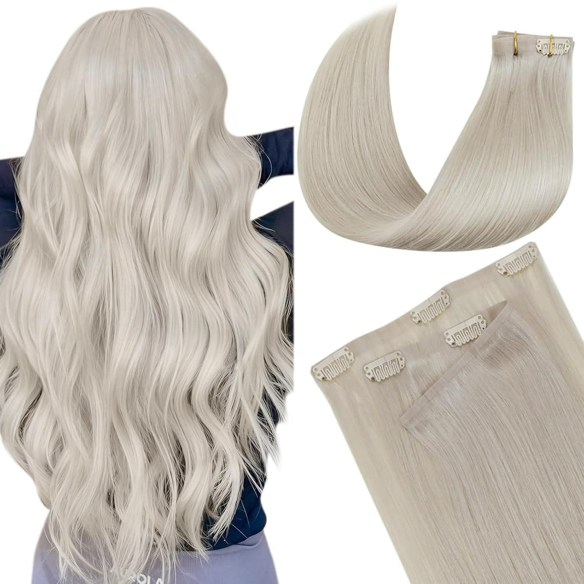 Echthaar Clip-in Extensions Blond 50cm – Volumenspendend & Längenverlängerung