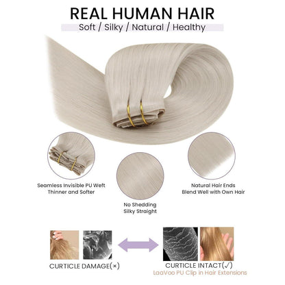 Echthaar Clip-in Extensions Blond 50cm – Volumenspendend & Längenverlängerung