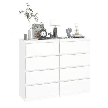 Weiße Kommode 2er-Set mit 4 Schubladen | 60cm breit