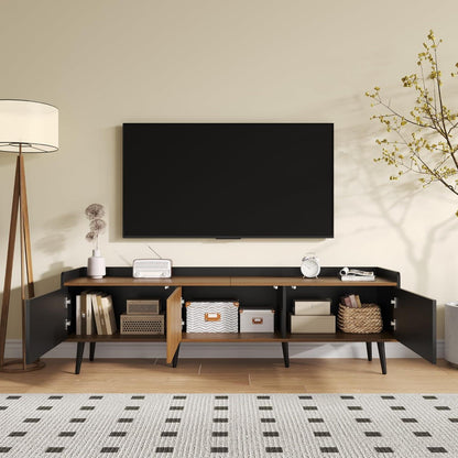 TV Lowboard Schwarz/Holz mit 3 Türen – 160x39x49,5cm