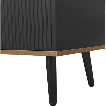 TV Lowboard Schwarz/Holz mit 3 Türen – 160x39x49,5cm