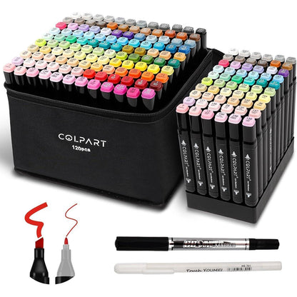 120 Farben Alkohol Marker Set mit Fineliner & Gelstift