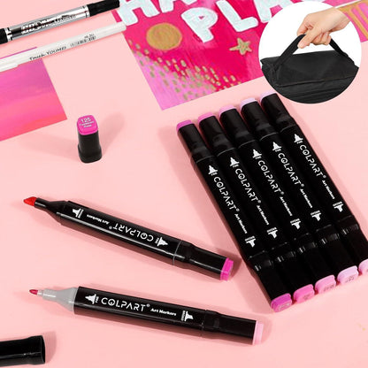 120 Farben Alkohol Marker Set mit Fineliner & Gelstift
