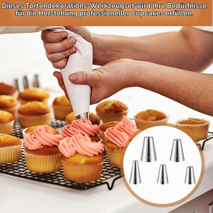 5x Edelstahl Spritztüllen Set für Tortendekoration