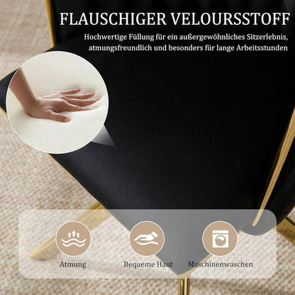 Esszimmerstühle 2er Set, Drehbar, Samt Schwarz Muster 5