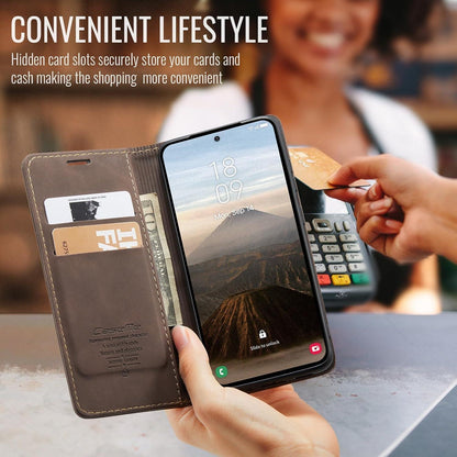 Handyhülle Klappbar für Samsung Galaxy S25 FE 5G Kaffee in Lederoptik