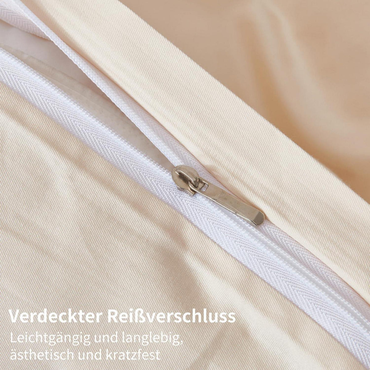 Baumwoll Bettwäsche Set 220x240 Beige – 3-teilig, Kühlend & Weich