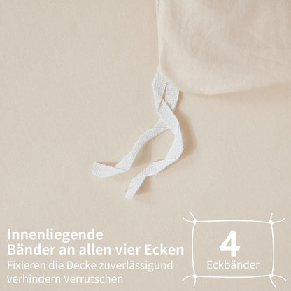 Baumwoll Bettwäsche Set 220x240 Beige – 3-teilig, Kühlend & Weich