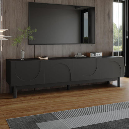 Schwarzer TV-Schrank mit Wellenförmigen Türen & Stauraum (169cm)