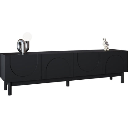 Schwarzer TV-Schrank mit Wellenförmigen Türen & Stauraum (169cm)