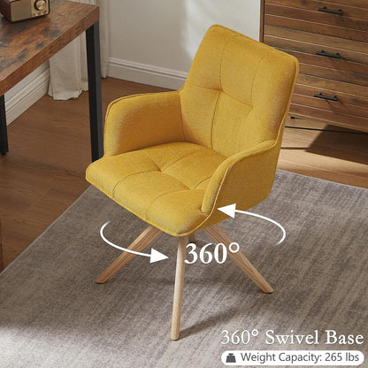 Drehbarer Sessel Gelb Bouclé – Wohnzimmer & Schminktisch