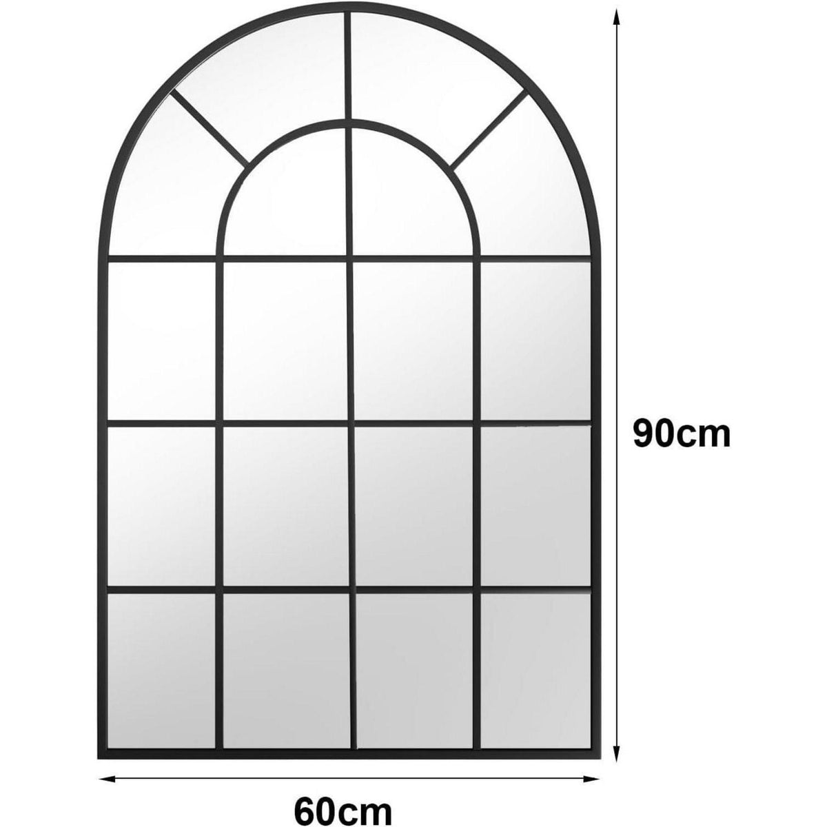 Koonmi Gitter Wandspiegel Schwarz 90x60 cm – Dekorativer Spiegel