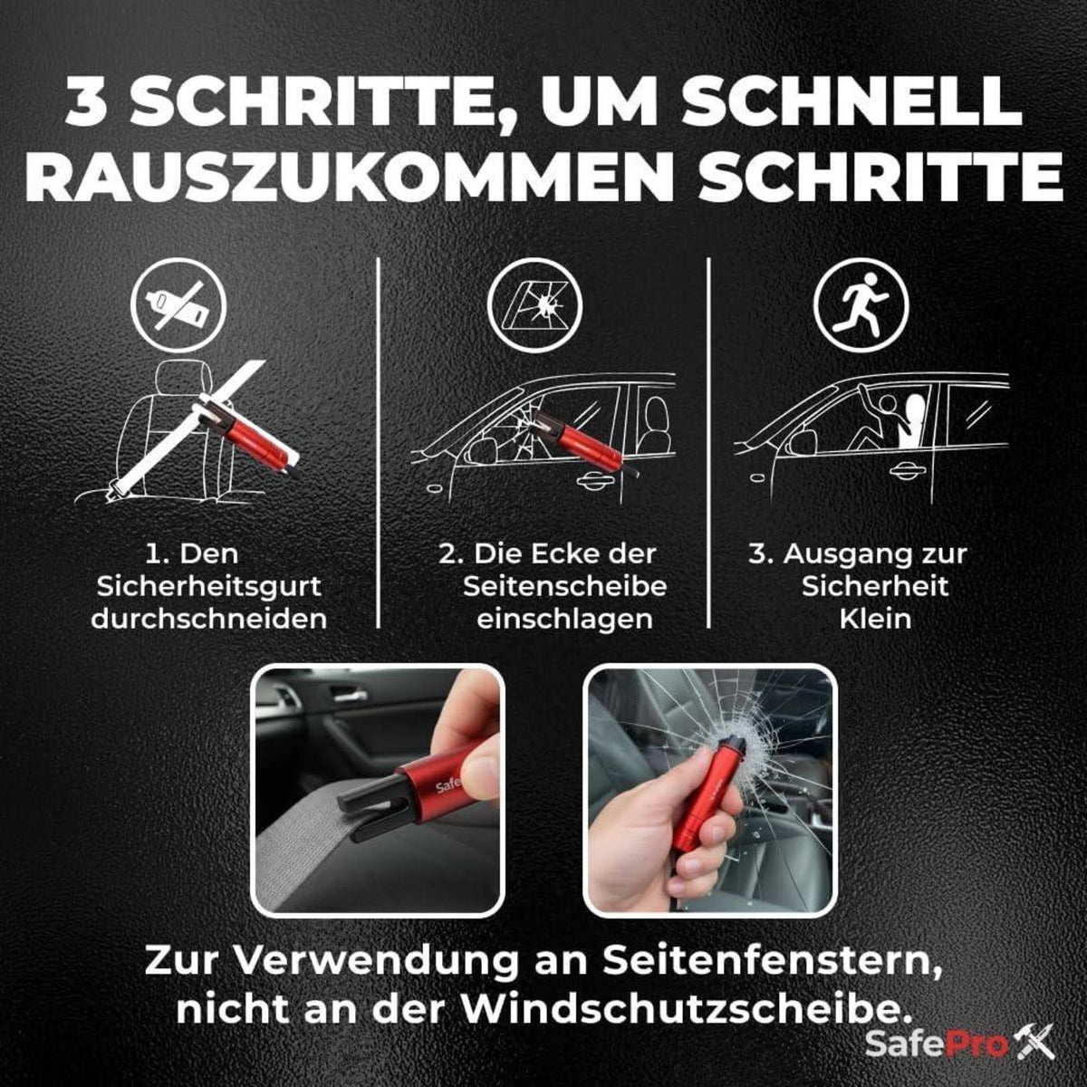 Notfallhammer Auto mit Gurtschneider (6er-Pack)