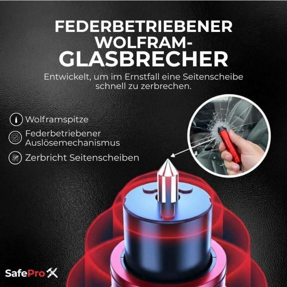 Notfallhammer Auto mit Gurtschneider (4er-Pack)