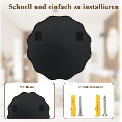 Runder Wandspiegel mit gewelltem Rand, Gold 105cm