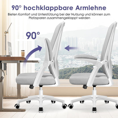 Ergonomischer Bürostuhl mit Lendenstütze und Wippfunktion, Grau