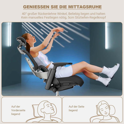 Ergonomischer Bürostuhl mit Lendenwirbelstütze, 200 kg belastbar