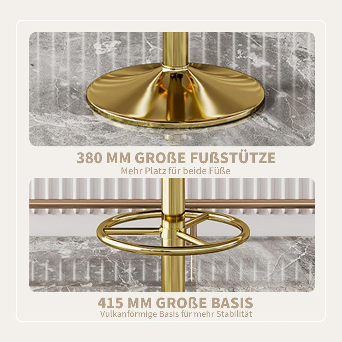 Vigosit Barhocker Set Höhenverstellbar, Drehbar & Gepolstert, Weiss