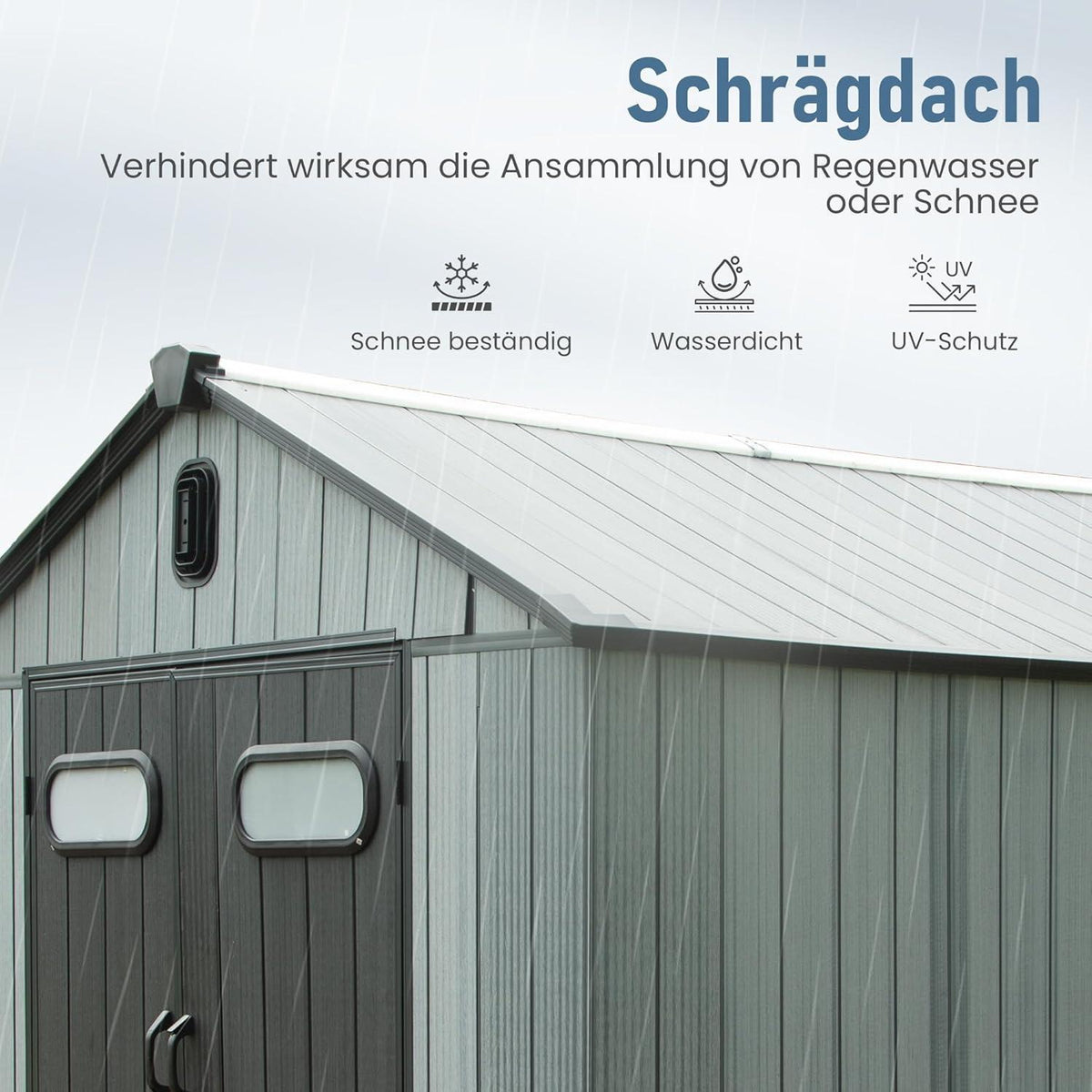 Gartenhaus Kunststoff Grau – 2,3x2,9m, Wetterfest & Abschließbar