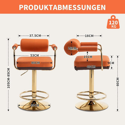 Vigosit Barhocker Set Höhenverstellbar, Drehbar & Gepolstert Braun