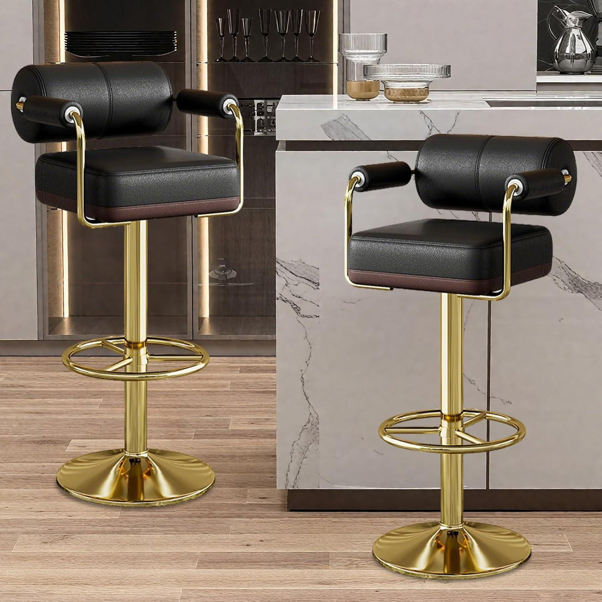 Vigosit Barhocker Set Höhenverstellbar, Drehbar & Gepolstert