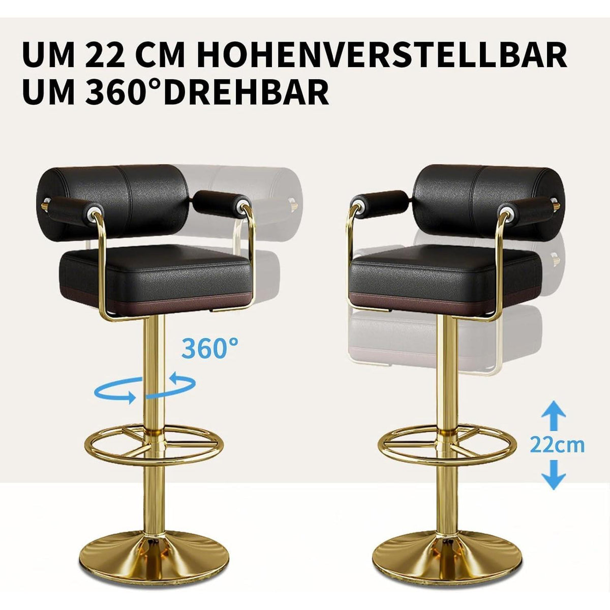 Vigosit Barhocker Set Höhenverstellbar, Drehbar & Gepolstert