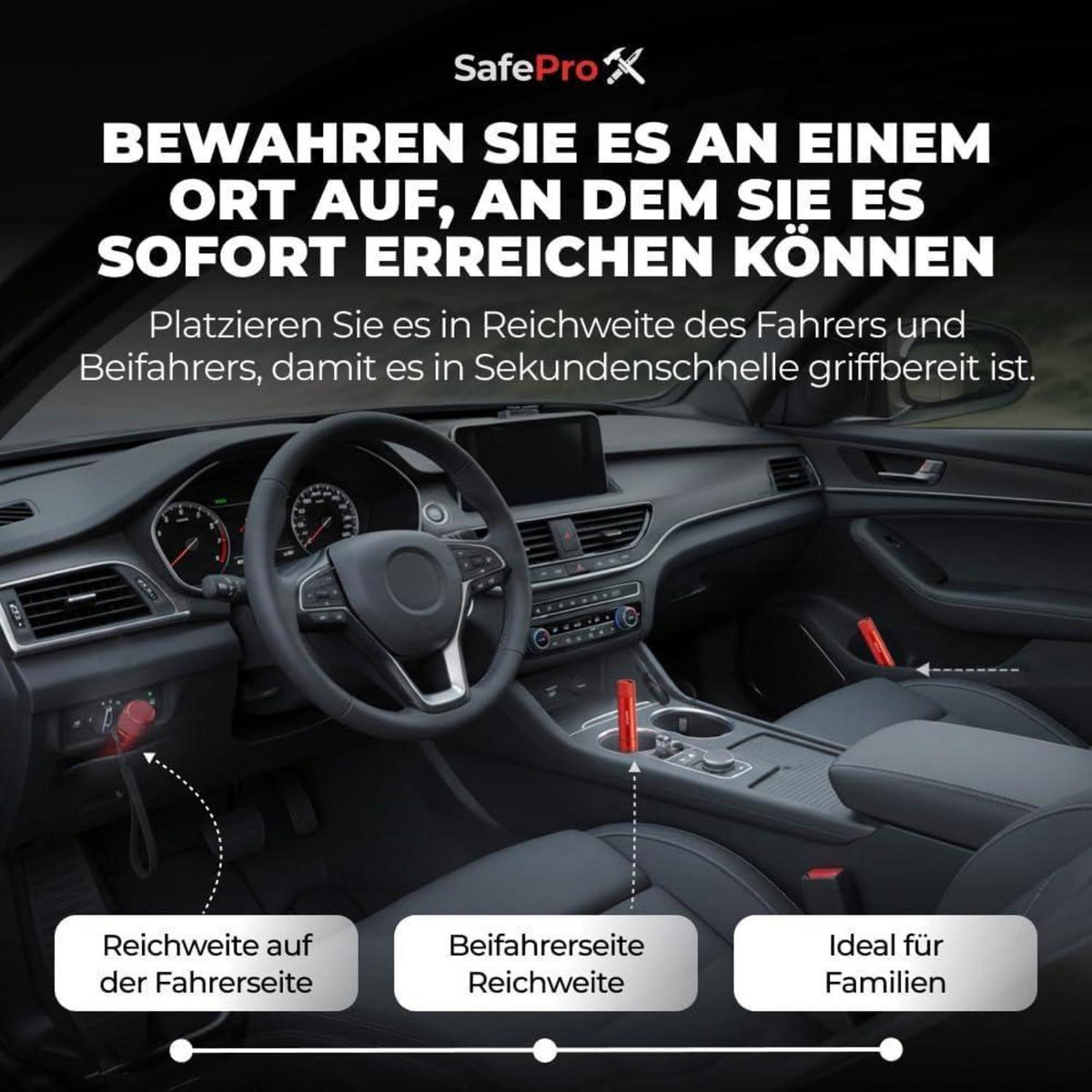 Notfallhammer Auto mit Gurtschneider - 2er Pack