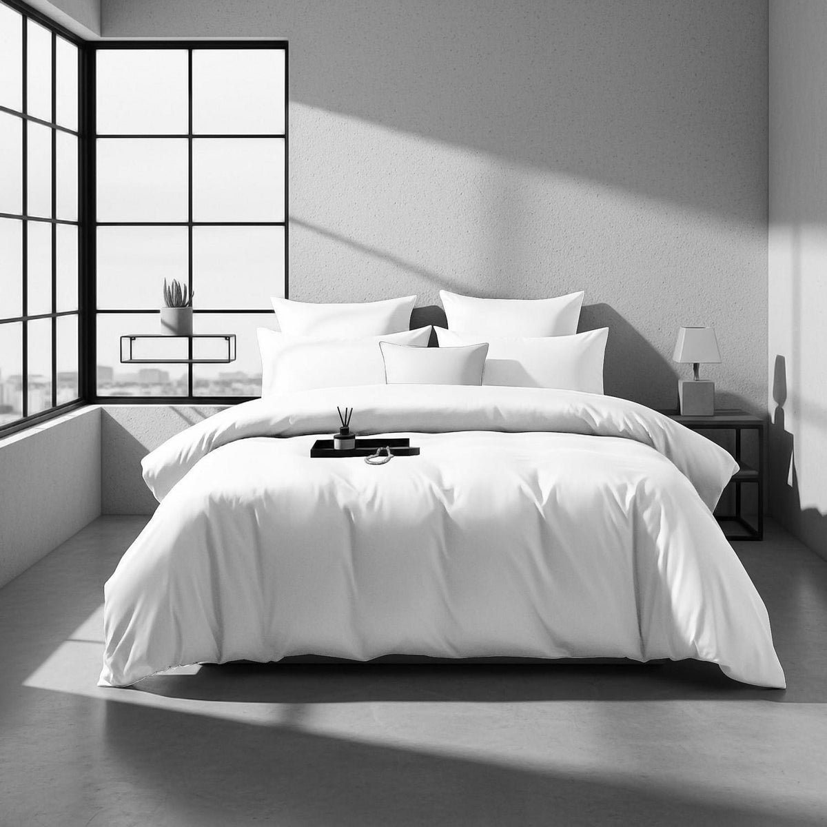 Mako Satin Bettwäsche 220x240 Weiß – 3-teilig, Baumwolle