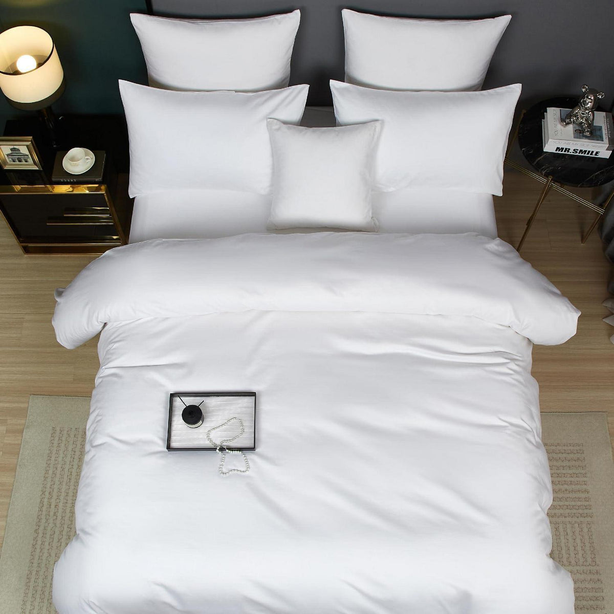 Mako Satin Bettwäsche 220x240 Weiß – 3-teilig, Baumwolle