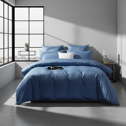 Mako Satin Bettwäsche-Set 220x240 blau marine, 3-teilig