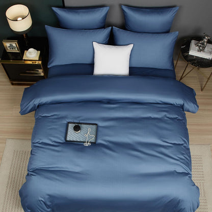 Mako Satin Bettwäsche-Set 220x240 blau marine, 3-teilig