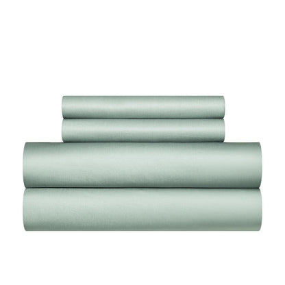 Mako Satin Bettwäsche 220x240 Grün Salbeigrün 3-tlg.
