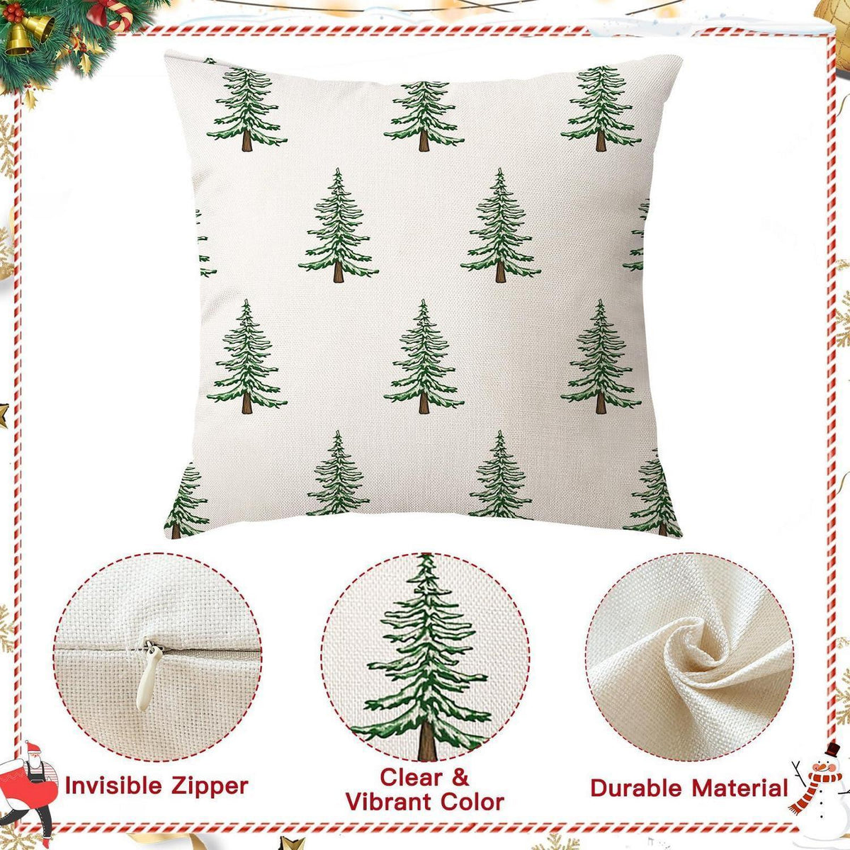 Weihnachtliche Kissenbezüge 2er Set 45x45 cm Weihnachtsbaum Beige
