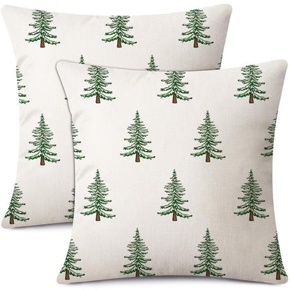 Weihnachtliche Kissenbezüge 2er Set 45x45 cm Weihnachtsbaum Beige
