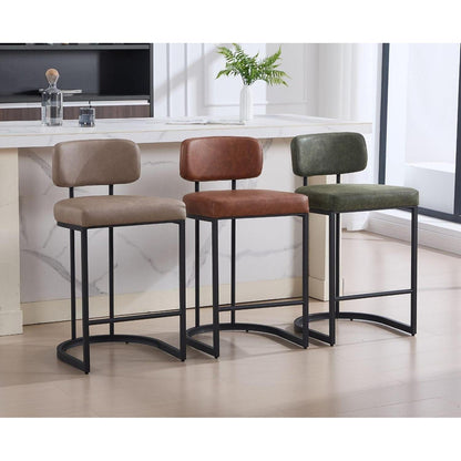 Grüner Barhocker mit Fußstütze – 2er Set, Industriestil