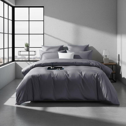 Mako Satin Bettwäsche Set 200x220 Hellgrau Baumwolle